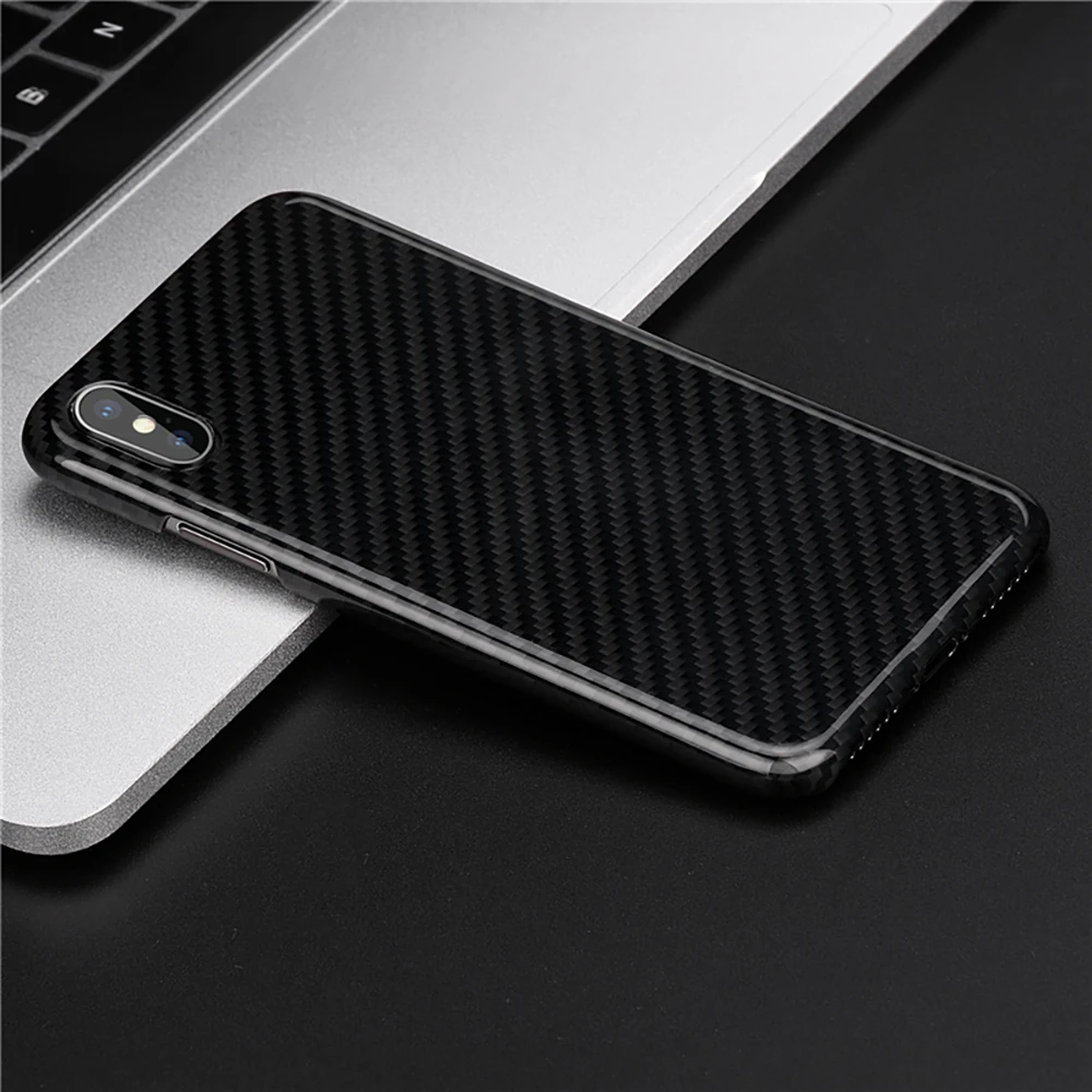 Ультратонкий глянцевый черный чехол из углеродного волокна для iPhone XS Max