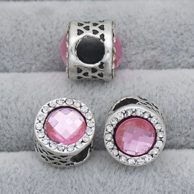 10pcs Double sided Crystal Alloy Big Hole bead DIY Charm Fit Charms Bracelet | Украшения и аксессуары