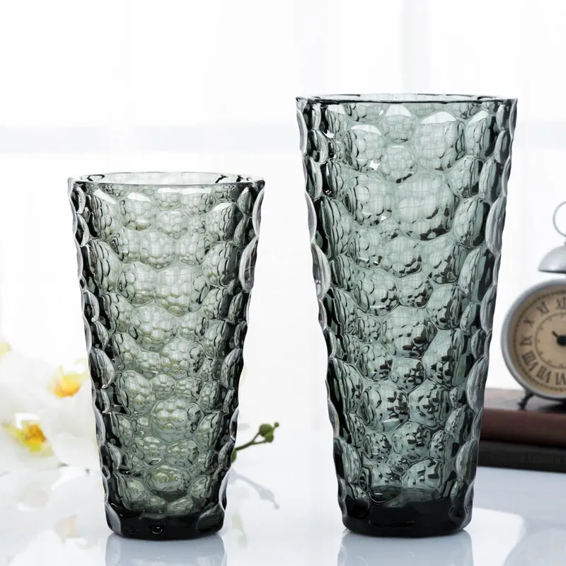 V форма тяжелые серые стеклянные вазы бисер устройство для украшения дома