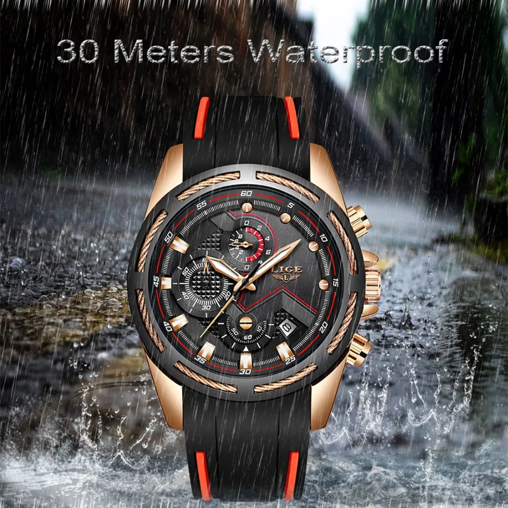LIGE New Mens Watches Top Luxury Brand Men Unique Sports Watch Men's Quartz Date Clock Waterproof Wrist Watch Relogio Masculino