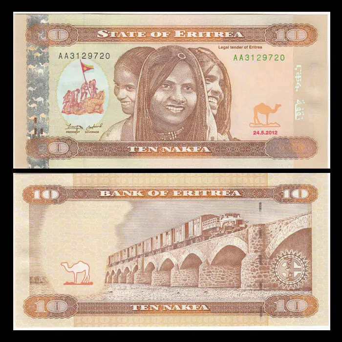 Эритрея 10 Накфа 2012 P-11 Новый UNC Uncirculated купюр Коллекционные вещи подарок Африка