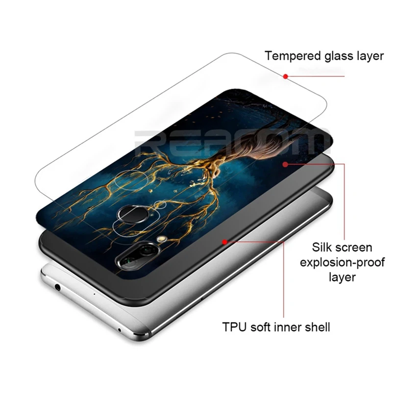 Стекло чехол для huawei Honor 9 Lite силиконовый Кокс принципиально Роскошные животных p20