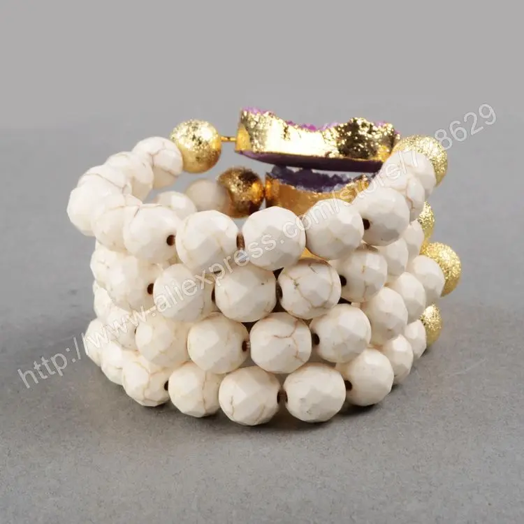 BOROSA 5 шт./лот золотой цвет горячий розовый кристалл Друза &amp 10 мм Белый Howlite синий