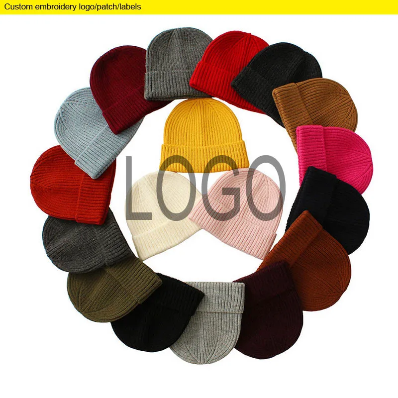 Free Embroidery LOGO Winter Beanies Adult Elastic skull caps Custom Letters Hat Women Warm Beanie Thickness Hiphop Knitted Hats