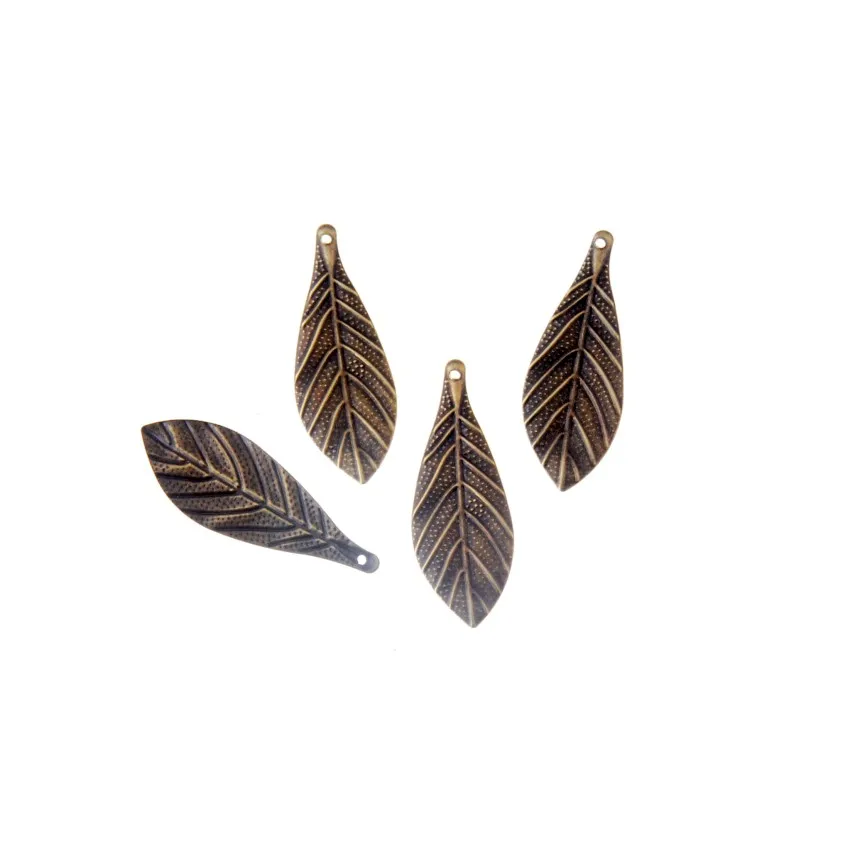

Free shipping 60Pcs Bronze Filigree Leaf Wraps Connectors Metal Crafts Decoration DIY Findings Connectors 36x13mm