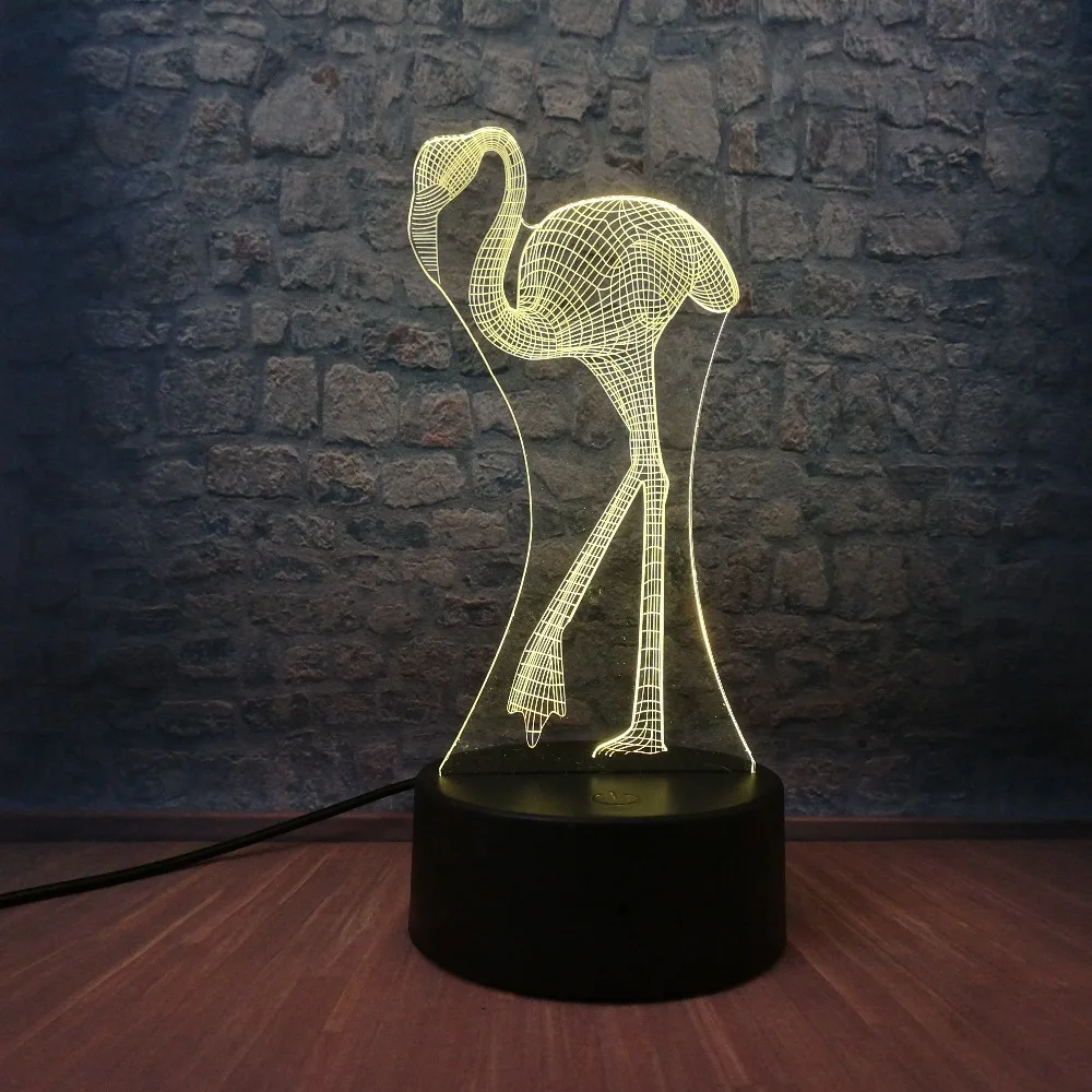 Горячая Распродажа Инс многоцветный Фламинго декоративная 3D лампа ночник