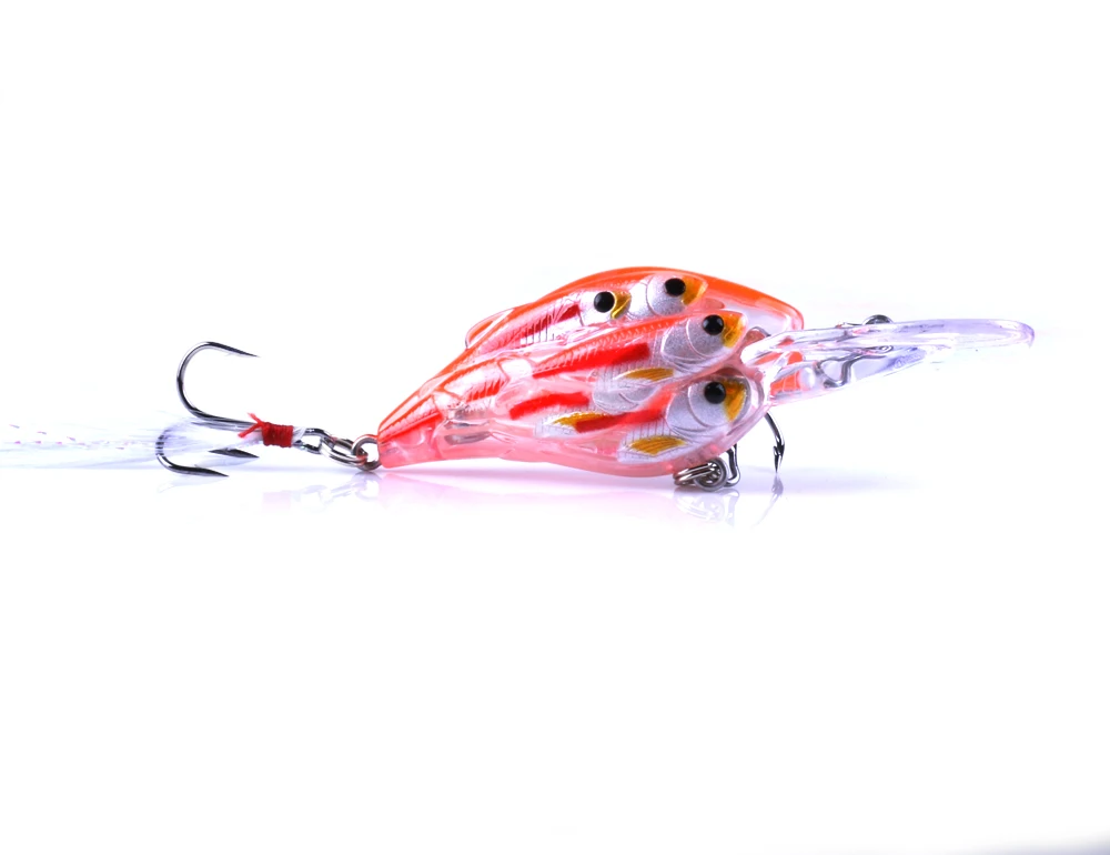 HENGJIA GROUP fishes, жесткая приманка, приманка для рыбалки, 7,5 см, 9 г, кренкбейт, плавающая искусственная ABS 6#, крючок, рыболовные снасти