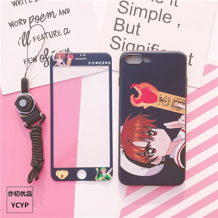 Чехол для iphone XR Cardcaptor Sakura+ пленка для экрана из закаленного стекла для iphone X XS Max 7 8 plus 6 S plus Sailor Moon+ ремешок