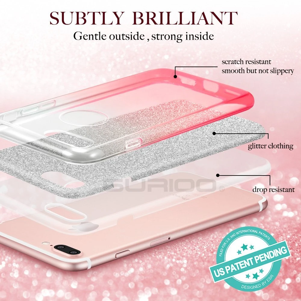 Роскошный 3-слойный чехол GURIOO для iPhone 6 блестящий силиконовый мягкий iPhone6S 7 8 Plus 5S SE