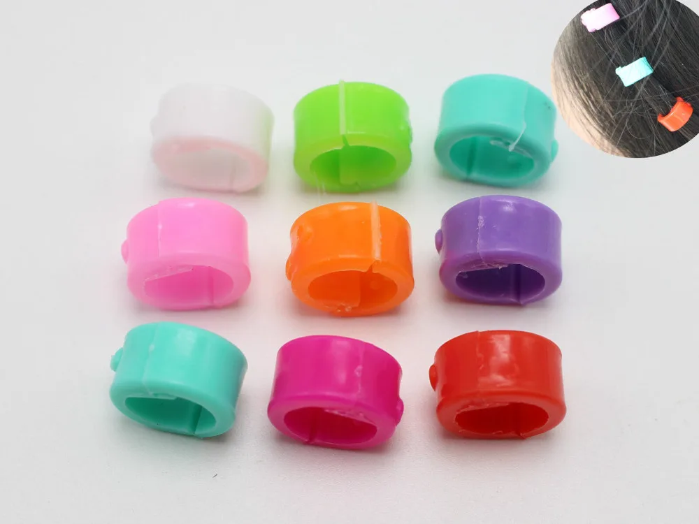 

100 Mixed Color Plastic Round Circle Mini Hair Clamp Clips 12X7mm