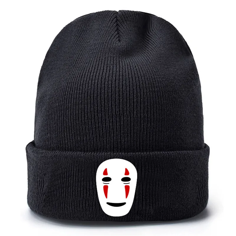 Фото My Neighbor Totoro No Face Man Baseball Caps Knitted Winter Warm Hats Men Women Boys Girls Elastic Black №2