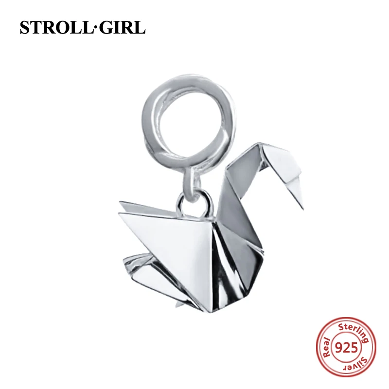 Strollgirl 925 серебро, металлические бусины прекрасный оригами конек кролик лодка Fit подлинным браслет Pandora Подвески DIY ювелирных