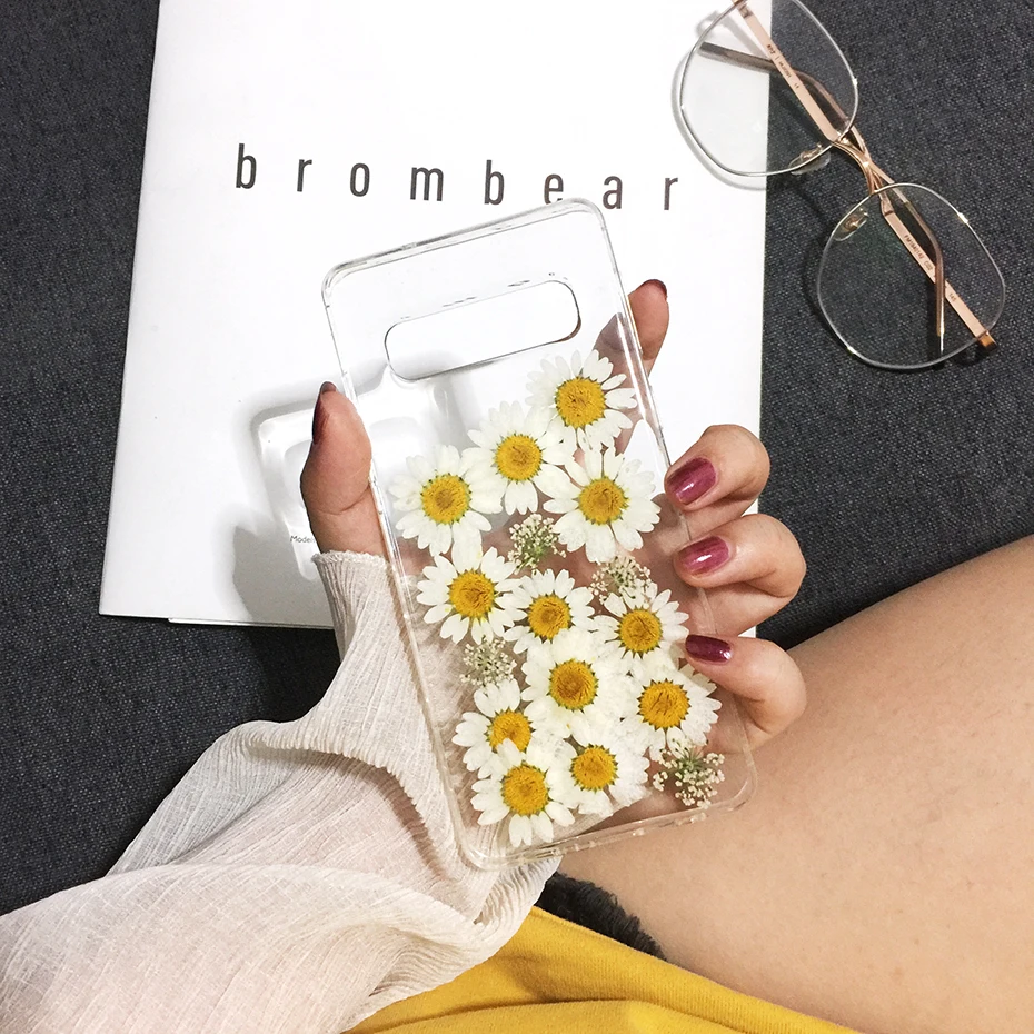 

Qianliyao Dried Real Flowers Handmade Clear Phone Cases For Samsung Galaxy S20 S8 S9 S10 Plus Note 8 9 10 pro Floral Soft Cover
