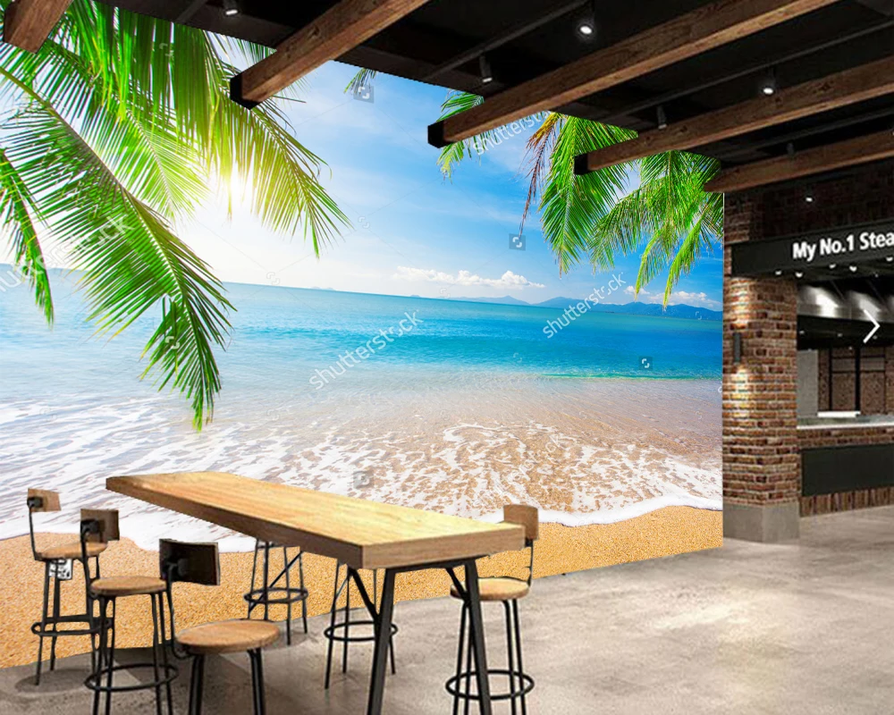 Пользовательские украшения дома обои пальмы и тропический пляж природный пейзаж