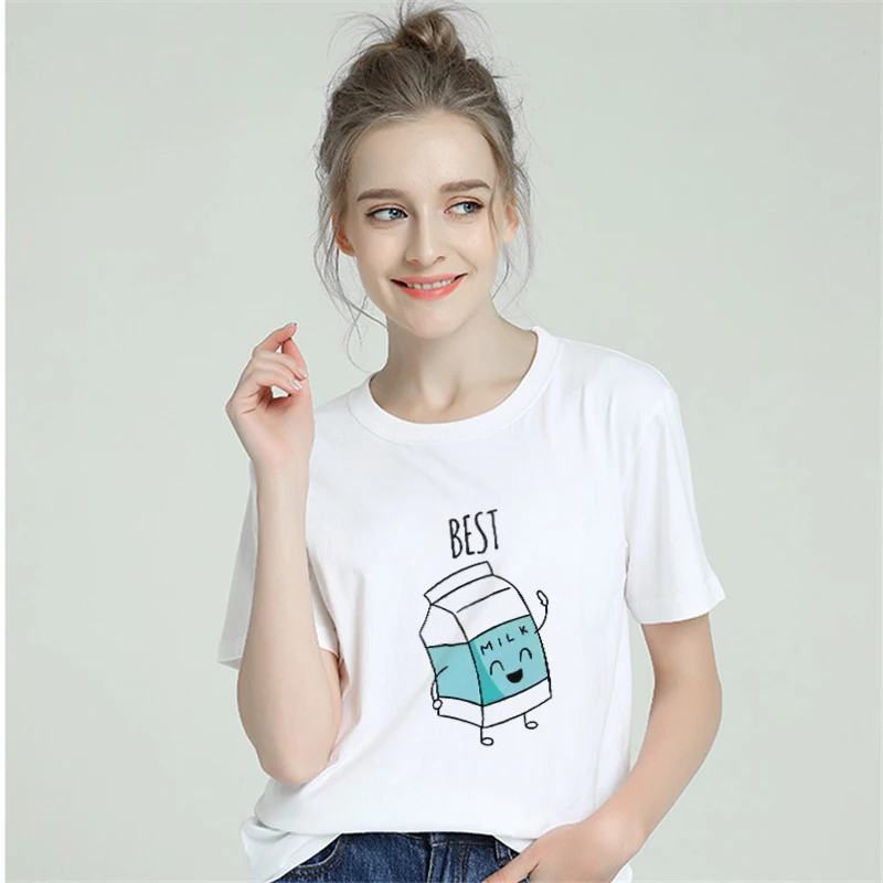 Молочное печенье еда Harajuku эстетика Женская хлопчатобумажная рубашка 2019 Modis плюс