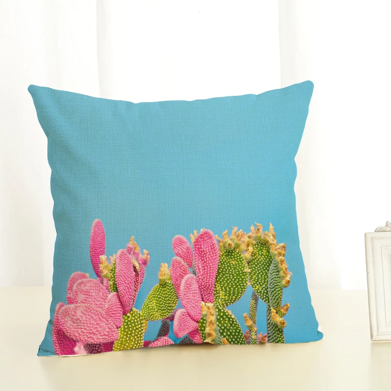Подушка с изображением кактуса наволочки для украшения дома 45х45 декоративная