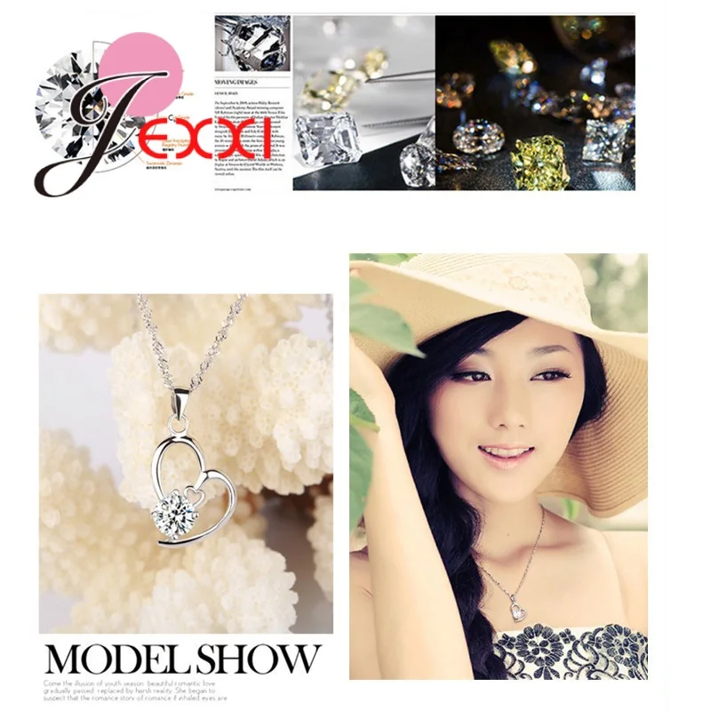 

Sweet Valentines Day 925 Sterling Silver Sets For Wedding Engagement Jewelry Women Crystal Pendants Necklace Earrings Set