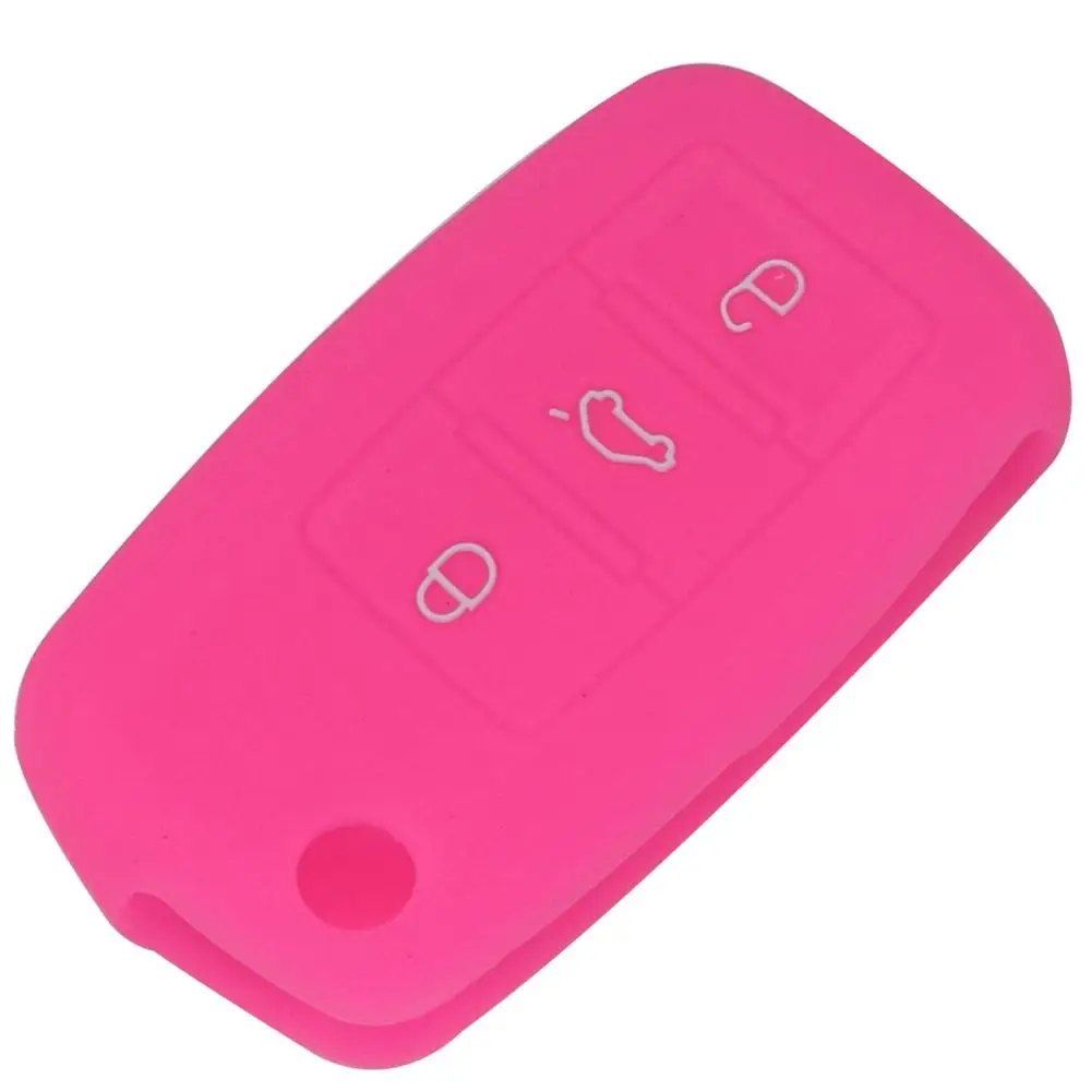 rosered 10x силиконовый для ключа автомобиля чехол для Volkswagen VW гольф Бора для Golf, jetta, Polo Passat; Skoda Superb Octavia Fabia сиденье Ibiza Leon оболочки - Название цвета: rosered