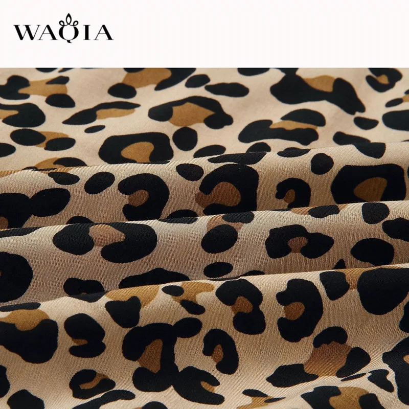 WAQIA 2019 женское летнее платье с оборками и леопардовым принтом v образным вырезом