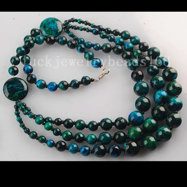 Бесплатная доставка модные ювелирные изделия 4 ~ 12 мм бусины из азурита ожерелье 19