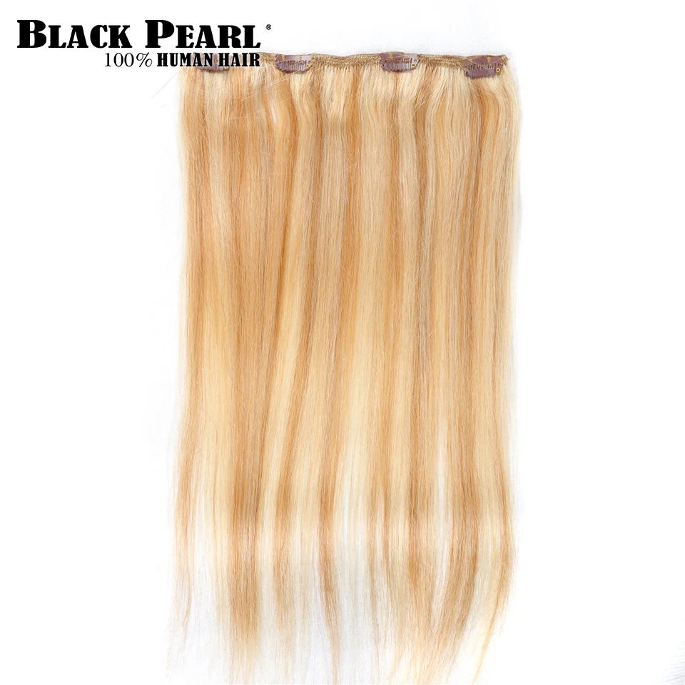 BlackPearl красочные волосы 7 шт клип в человеческих волос для наращивания Striaght honey