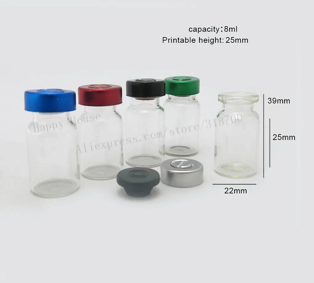 

360pcs/lot 7ml Clear Empty Small Mini Butyl Silicone Rubber Stopper Glass Bottles Vials Jar