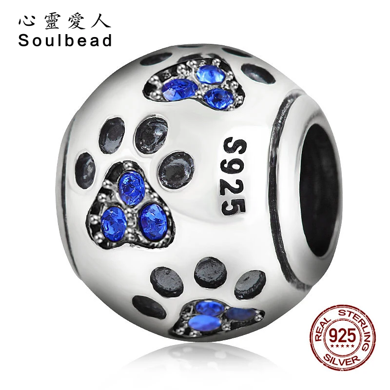 Soulbead 925 Стерлинговое Серебро австрийский кристалл собака подвеска с принтом в