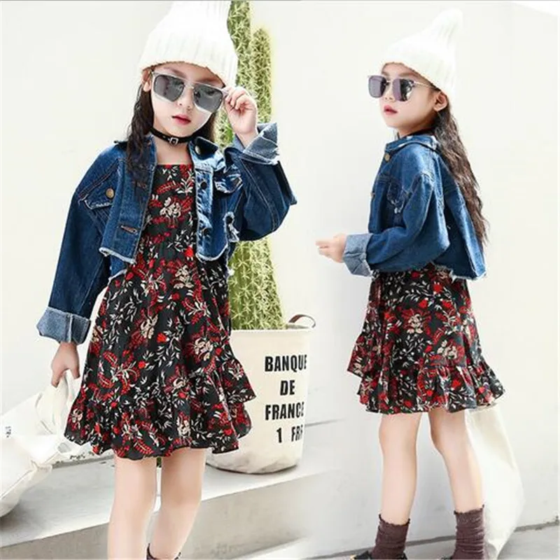 Новинка 2019 комплекты одежды для маленьких девочек на весну и осень джинсовая