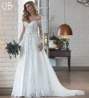 vestido de noiva 2019 new wedding dresses a line long sleeve lace tulle appliques beading formal elegant sexy wedding gown sf23