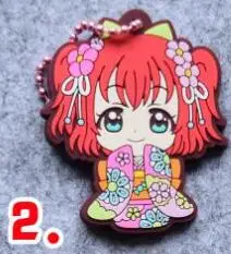 2 1 шт. аниме love live LoveLive Sunshine Aqours праздничный халат девушка Aozora Резиновые Кольца Подвески Брелок Llaveros - Цвет: 2