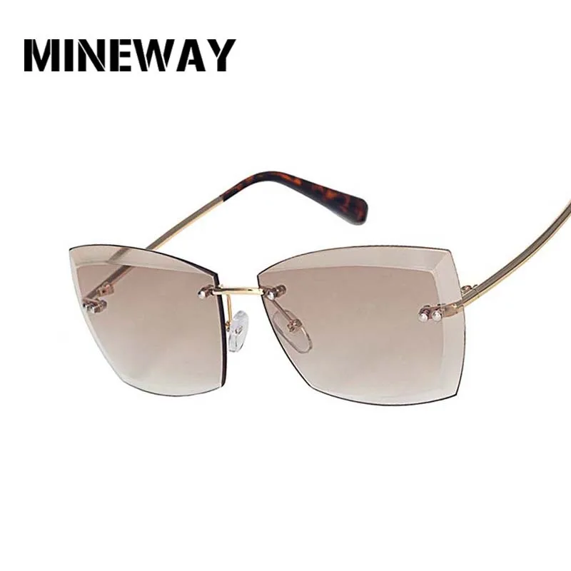 MINEWAY новые модные солнцезащитные очки женские без оправы линзы океана Квадратные