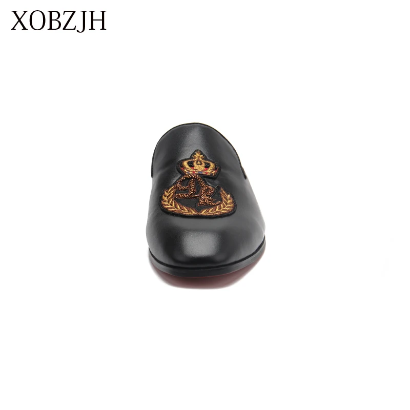XOBZJH 2019 Men Shoes Man Summer Party New Handmade Leisure Flats Leather Loafers Black Size | Обувь