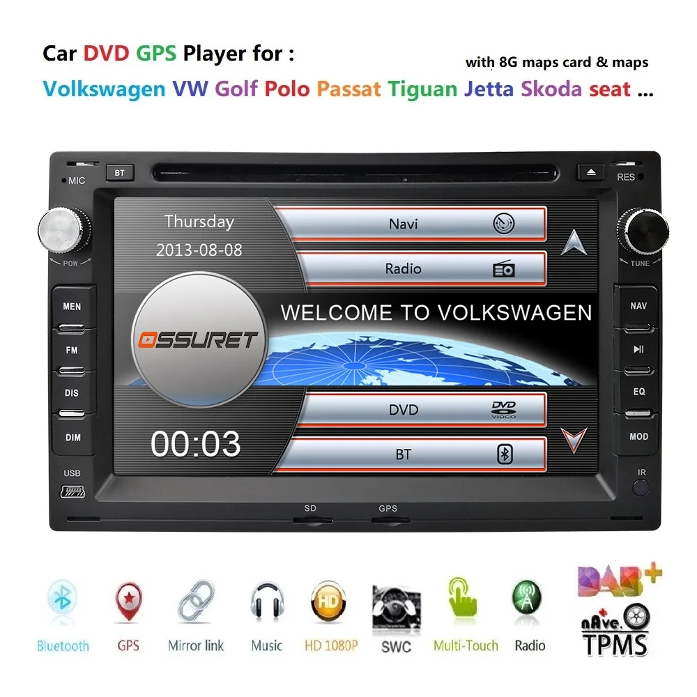 2 Din автомобильное радио для VW/Volkswagen/GOLF/POLO/TRANSPORTER/Passat b5 автомобильный мультимедийный DVD видео плеер gps FM головное устройство USB 8G sdmaps