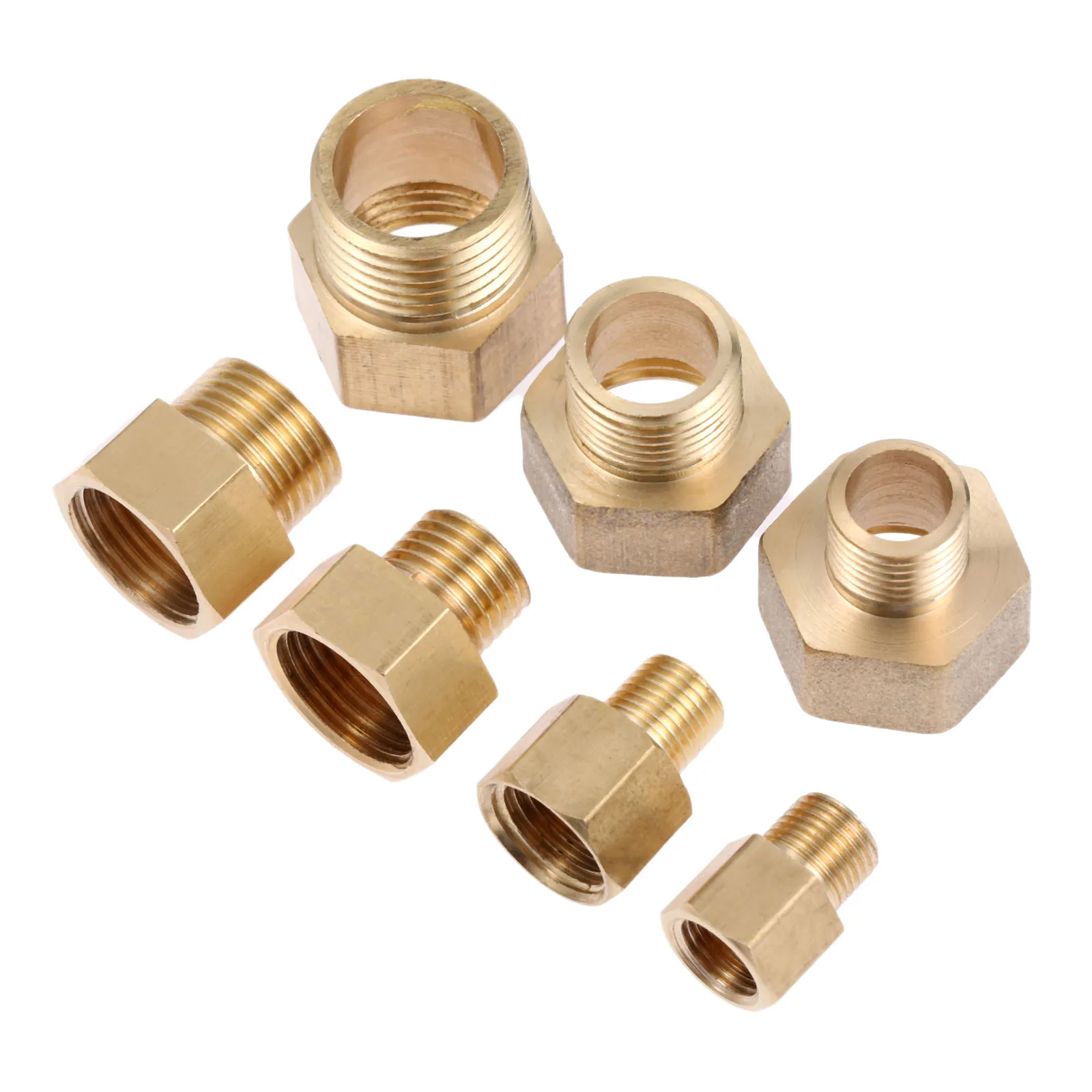

2Pcs 1/8" 1/4" 3/8" 1/2 PT Male to Female Thread Hex Bushing Pipe Fittings Adapter Connectors Brass Hose Pipe Fittings F/M