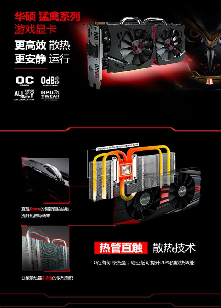 Asus Raptor STRIX GTX970-DC2OC-4GD5 4G Игровая графика Eagle Knight