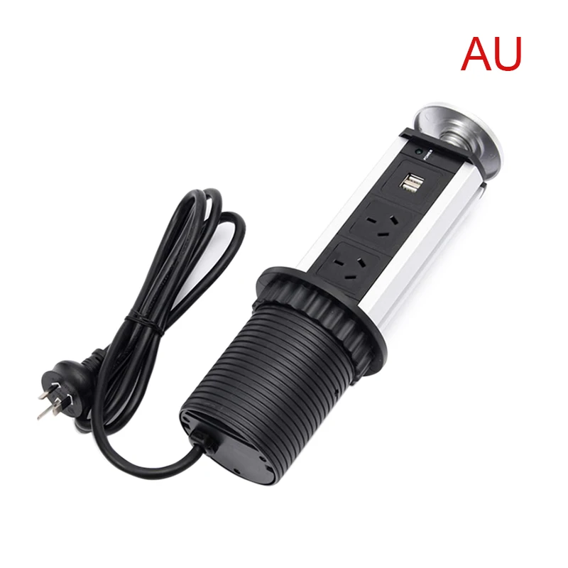 Выдвижная электрическая 3 гнезда 2 USB кухонная офисная настольная розетка