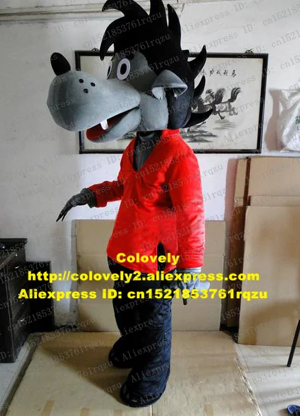 Умный серый Тимберс волк Coyote талисман костюм персонажа мультфильма Mascotte черный