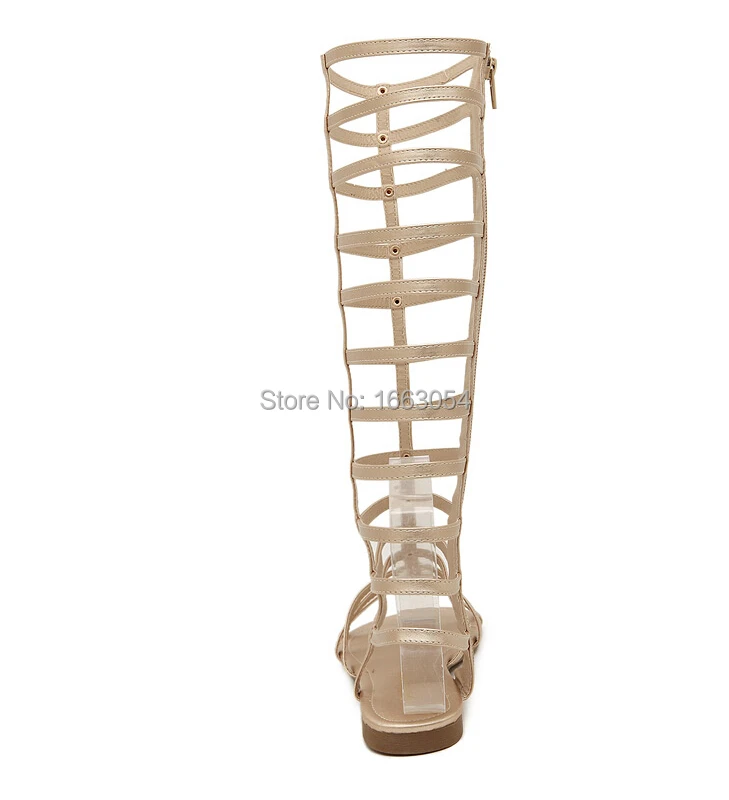 platform women sandals 2015 Sexy high-heeled Roman sheepskin with rivets hollow thin flat gladiator Tall Cool Boots | Обувь