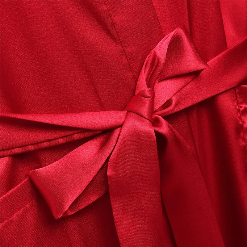 Женский Атласный халат-Кимоно размера плюс пижама с поясом из вискозы и Longue