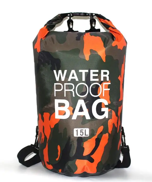 15L orange ПВХ Водонепроницаемый сухой мешок 5L 10L 20L 30L камуфляж Открытый Дайвинг Складная Мужская Женская пляжная сумка для плавания рафтинг река океан рюкзак - Цвет: 15L orange