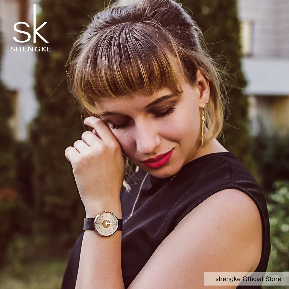 Shengke новые модные брендовые женские повседневные наручные часы с сетчатым
