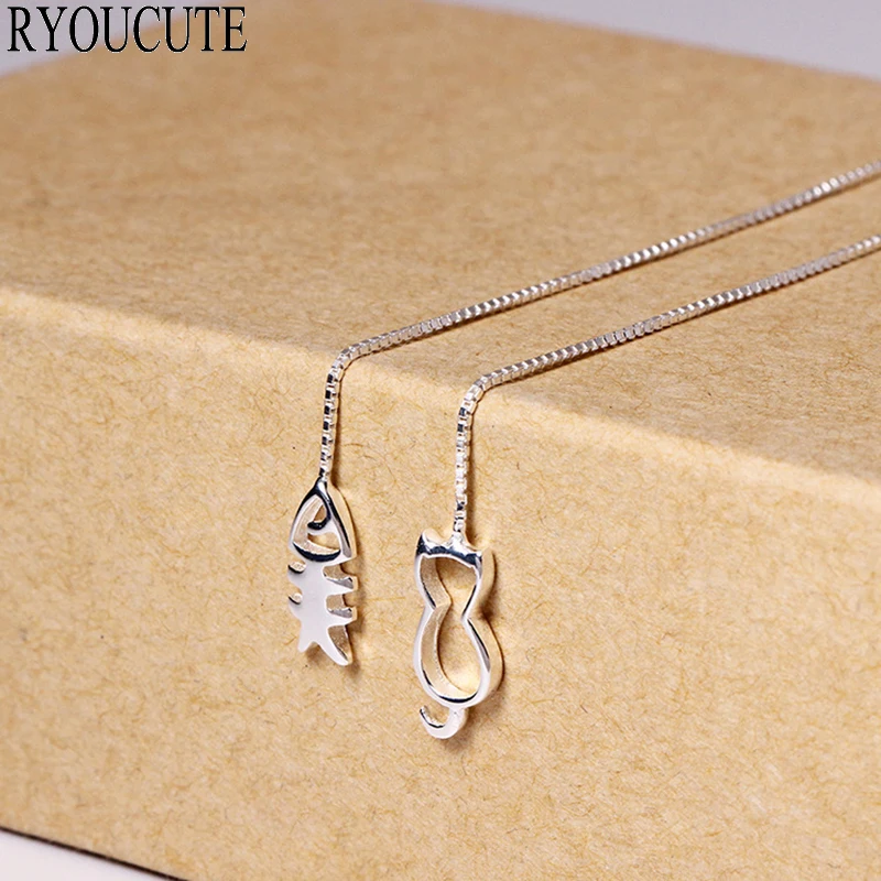 Новый Дизайн Серебряные серьги для женщин с кошачьими рыбками Brincos Pendientes