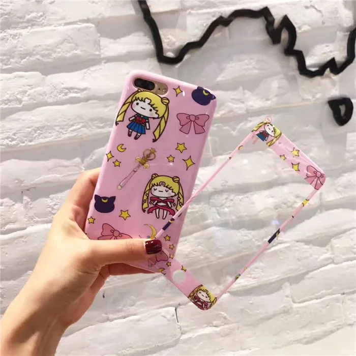 Для iPhone 7 7Plus чехол из закаленного стекла пленка для iPhone7 6s Plus TPU Сейлор Мун кролик милый мультяшный протектор