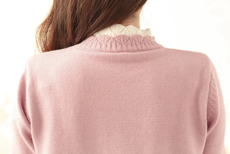 Brand Autumn Women Fashion Lace Turtleneck Pull Femme Solid Cute Bowknot Embroidery Long Sleeve Slim Pullover Sweater 917 | Женская