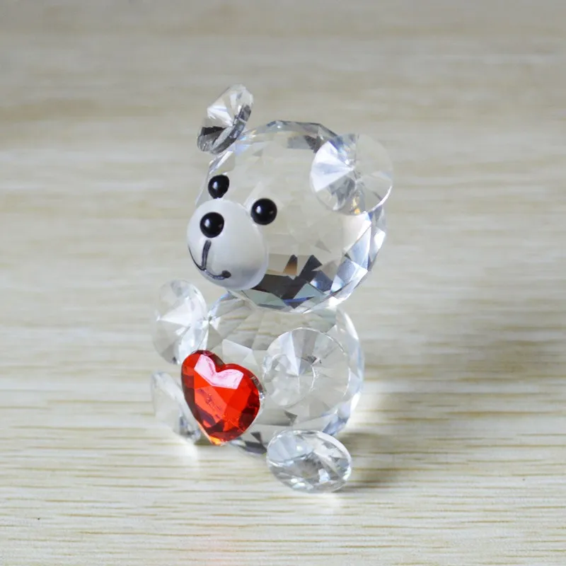 Хрустальный медведь с сердцем фигурки миниатюры винтажные кварцевые кристаллы