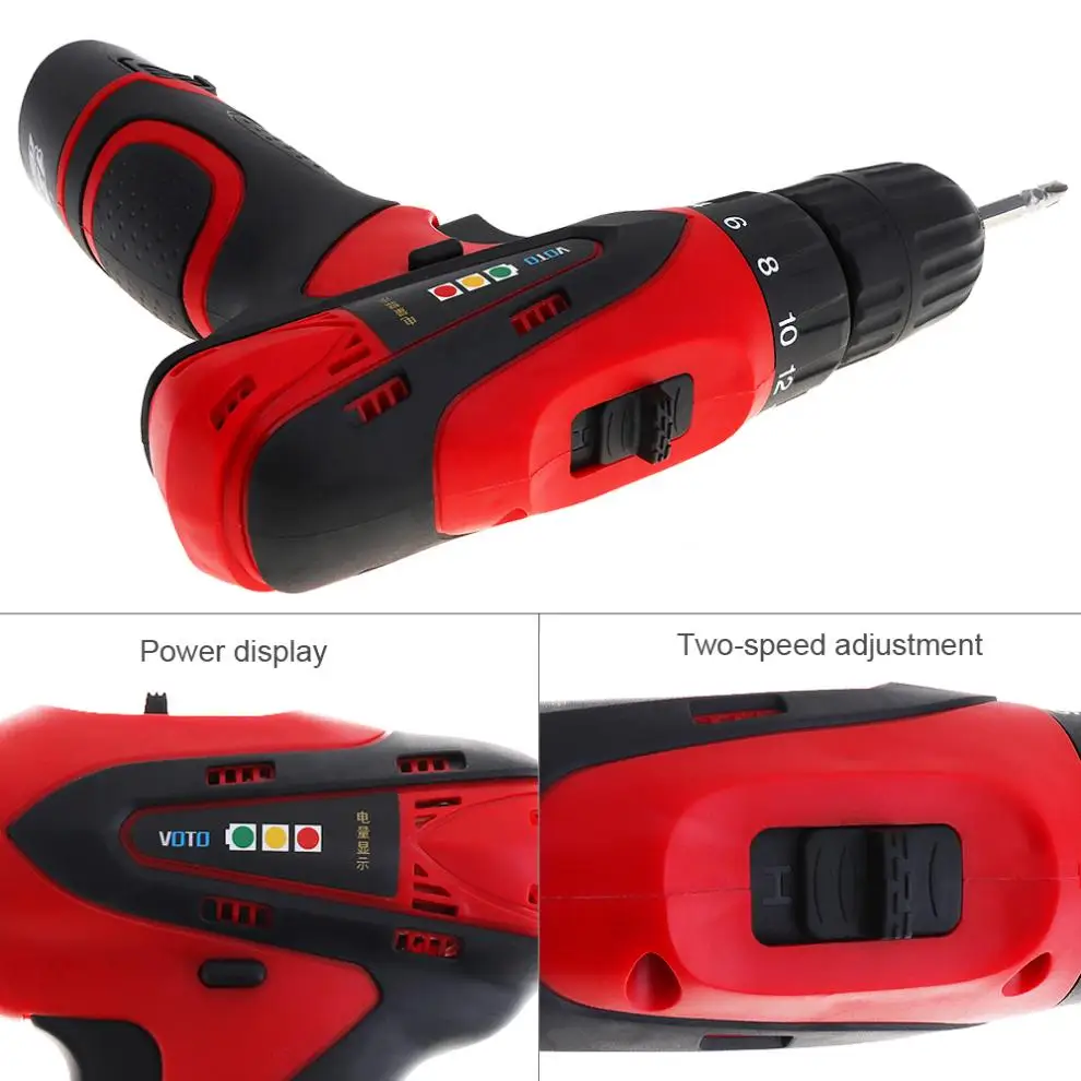 VOTO AC 100 240V Беспроводная электрическая отвертка 12V с двухскоростной кнопкой