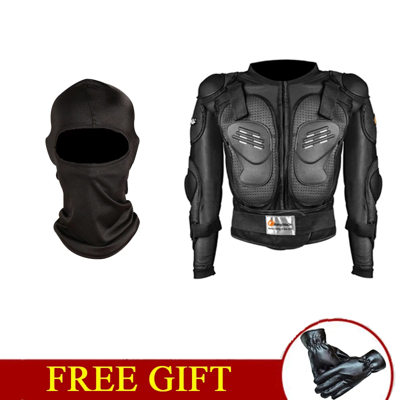 mask-jacket Мотоциклетная броня, костюм для мотокросса, защитное снаряжение, мотоциклетная куртка+ маска+ мото наколенники+ очки+ перчатки, защита - Цвет: mask-jacket