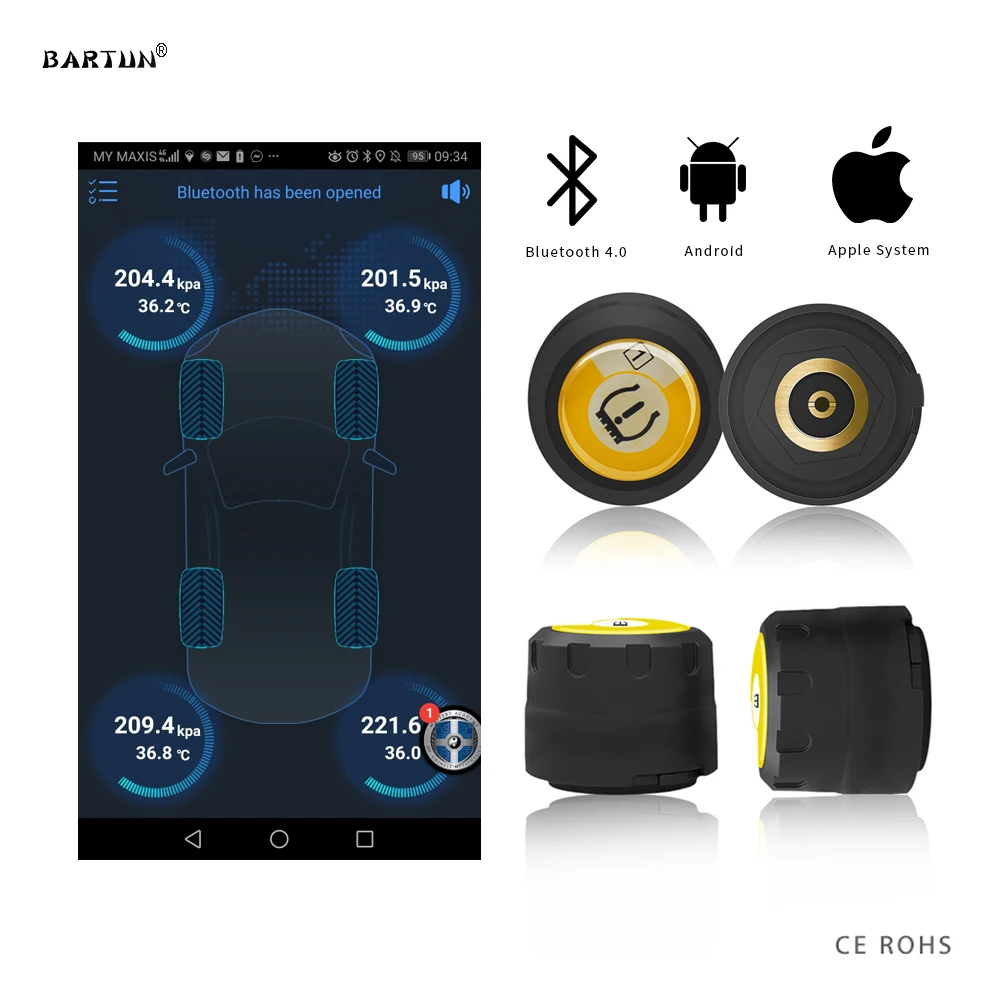 Система мониторинга давления в шинах автомобилей/мотоциклов TPMS IOS/Android дисплей с
