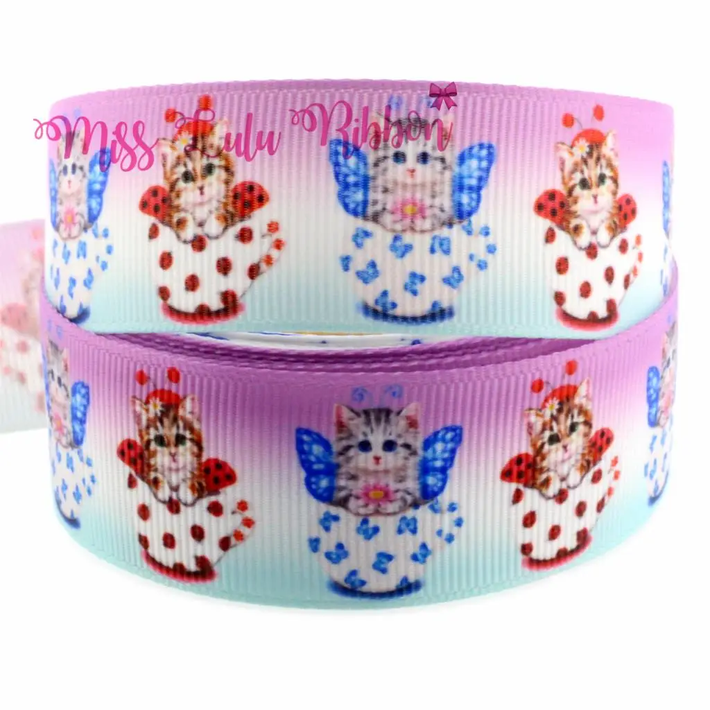 7710 Стиль 6 мм-75 мм 50 ярдов животное кошка и собака Напечатано Grosgrain резинка заколка для волос DIY ручной работы аксессуары для волос для девочек - Цвет: 7710