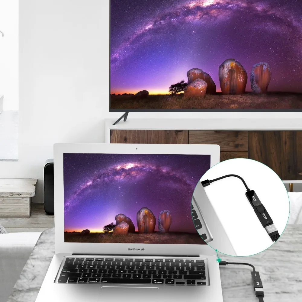 ICZI 2 шт Мини дисплейный порт для интерфейса Thunderbolt DP к DisplayPort адаптер 4 K + HDMI 1080 P